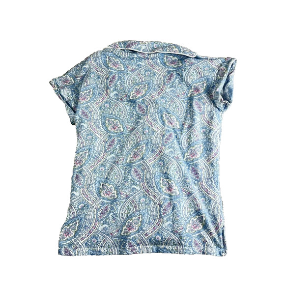 Lauren Ralph Lauren Pajama Shirt Women's Size Small Blue Button Up Collared - Picture 2 of 10